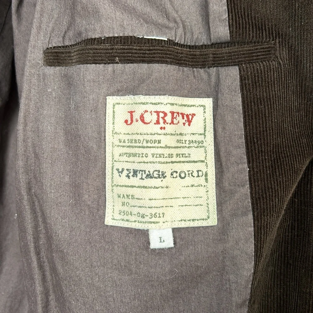 J. Crew Men’s Vintage Cord Corduroy Blazer Jacket Chocolate‎ Brown Size Large